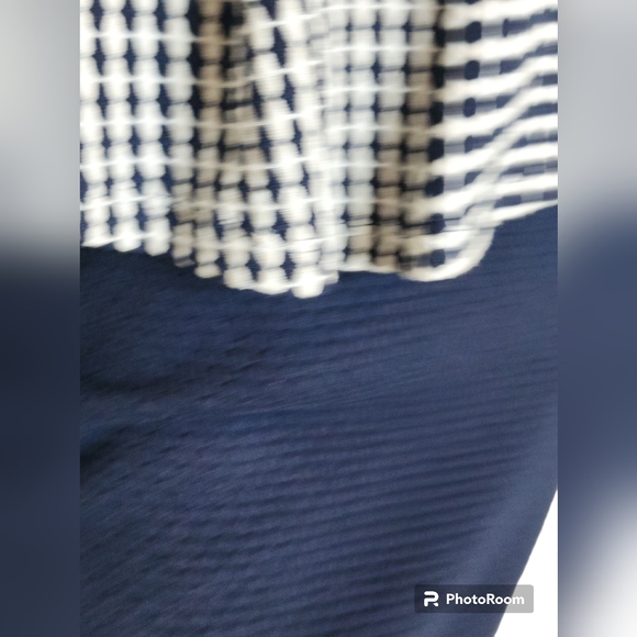 Anthropologie Post Tag Office Nautical Knit Peplum Cap Sleeve Form Fitted Y2K - Picture 10 of 15